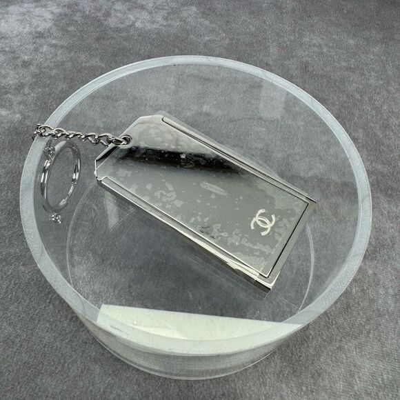 NEW Chanel Metal Mirror Silver Keychain NEW - Picture 4 of 7
